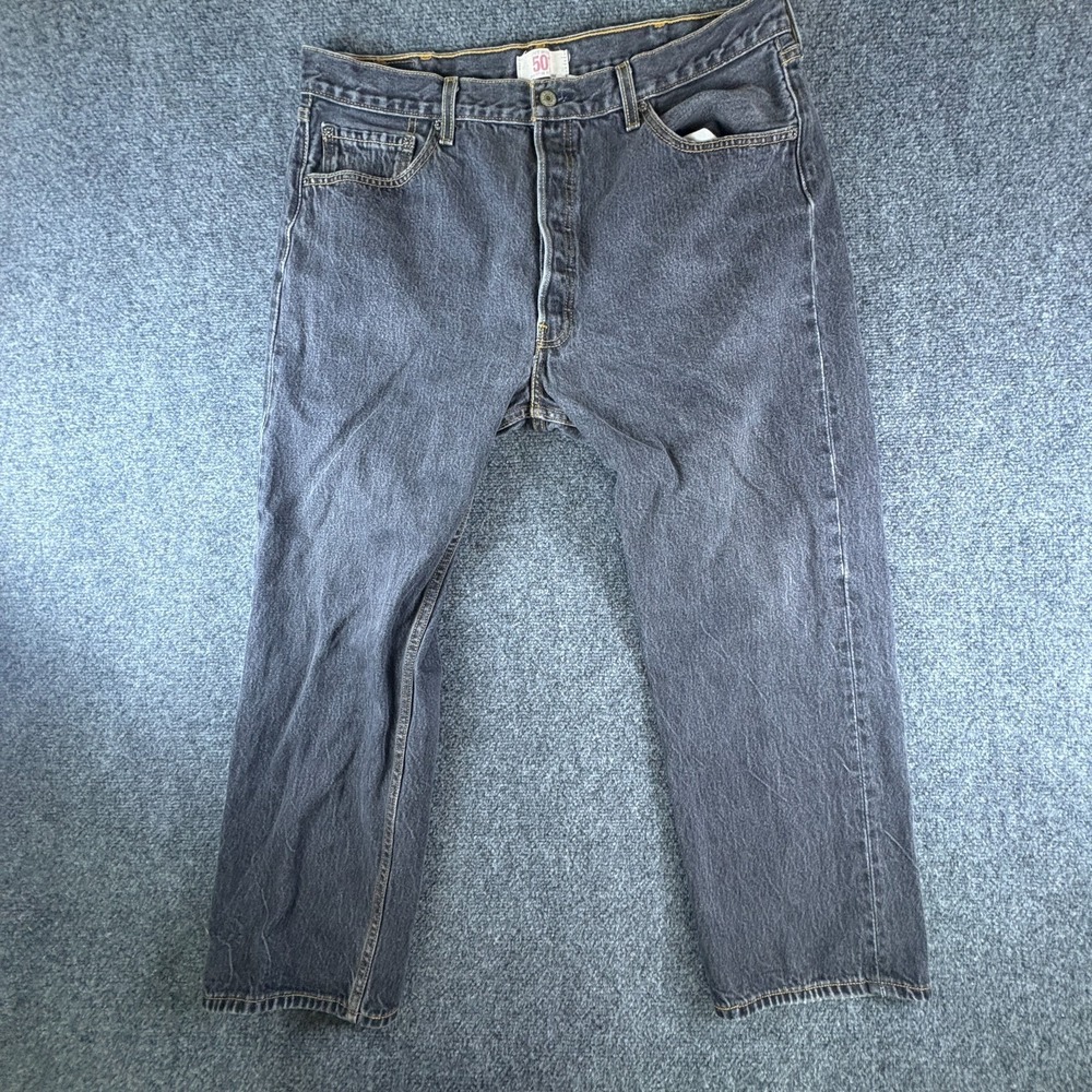 Levi's 501 Jeans‎ Mens 35x26 Gray Denim Cotton Mid Rise Button Fly Straight Leg